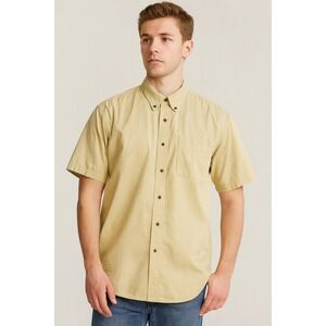 Austin Clothing Co Men's Shirt Large Beige Button Up Short Sleeve Casual Cotton